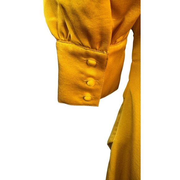 NWT Choosy Yellow/Gold Wrap Dress Size 2 Puff Sleeves & Button Cuffs - Picture 10 of 16